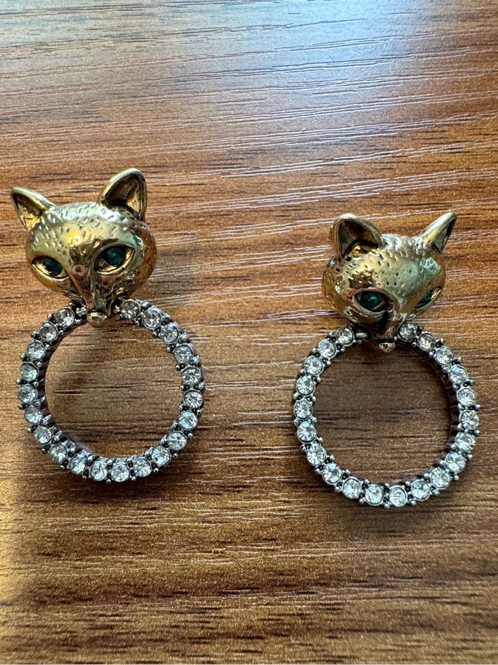 VTG $35 Betsey Johnson "Fox Trot" Pave Rings Drop Earrings RETIRED #121AVTG